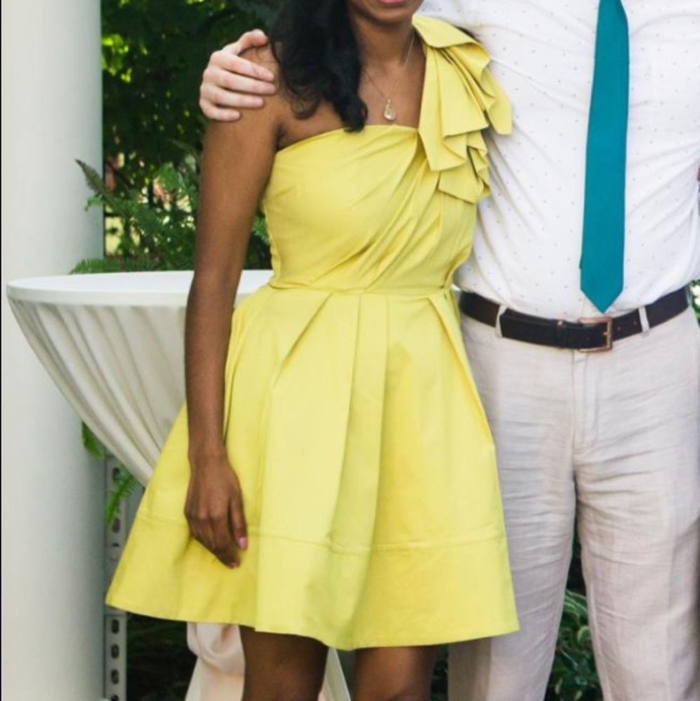 ASOS Origami Shoulder Dress! Yellow in color!